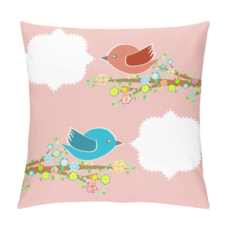 Personality  Two Birds In The Trees With Speech Bubbles On Tree Branch Pillow Covers