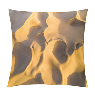 Personality  Aerial View Of Desert Landscape In Sunset, Golden Sand Dunes Background Texture Pillow Covers