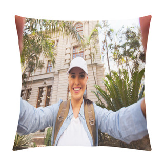 Personality  Young Tourist Taking Selfie Pillow Covers