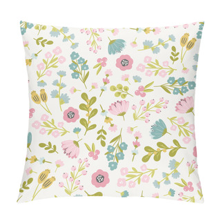 Personality  Seamless Floral Pattern Design With Sweet Vector Hand Drawn Flowers For Kids And Baby Products, Fabric, Wallpaper, Stationery. Meadow Floral Digital Paper Pillow Covers