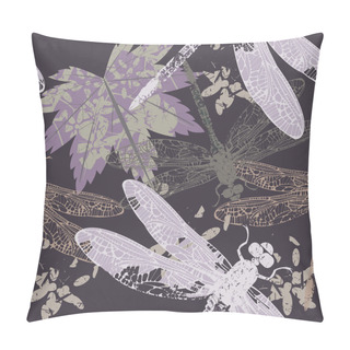 Personality  Pattern With Maple Leaf And Dragonfly Pillow Covers