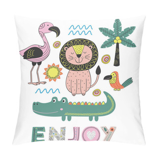 Personality  Jungle Animals In Scandinavian Style. Poster,childish Print, Card - Vector Illustration, Eps Pillow Covers