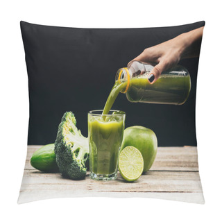 Personality  Woman Pouring Fresh Juice Into Glass Pillow Covers