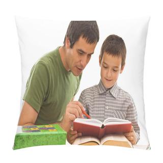 Personality  Schoolboy And His Father Learning Pillow Covers