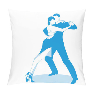 Personality  Couple Dancing Passionate Argentine Tango, Isolated On White Background Pillow Covers