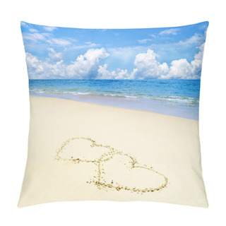 Personality  Hearts Drawn In The Sand Pillow Covers