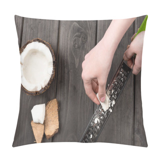 Personality  Hands Slashing Coconut Pieces With Grater Pillow Covers