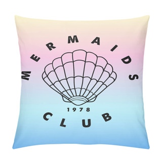 Personality  Mermaids Club Logo Print With Shell Pillow Covers