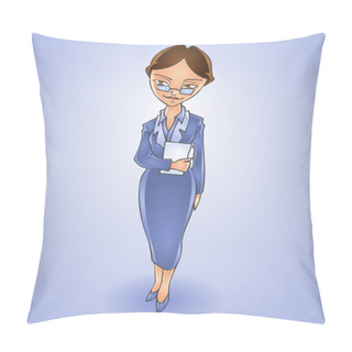 Personality  Cartoon Business Woman. Vector Pillow Covers