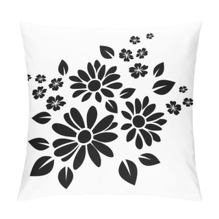 Personality  Black Silhouette Of Flowers. Vector Illustration. Pillow Covers