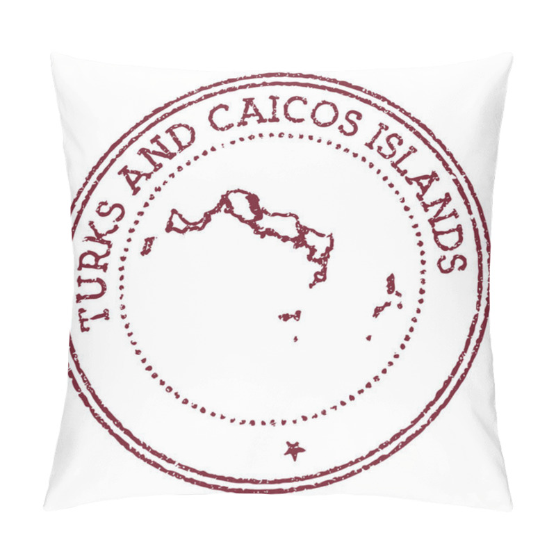 Personality  Turks and Caicos Islands round rubber stamp with island map Vintage red passport stamp with pillow covers