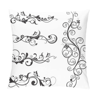 Personality  Collection Of Vintage Floral Silhouette Designs With Butterflies Pillow Covers