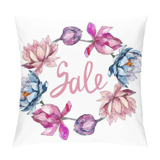 Personality  Lotus Floral Botanical Flowers. Watercolor Background Illustration Set. Frame Border Ornament Square. Pillow Covers