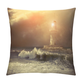 Personality  Lighthouse On The Sea Under Sky Pillow Covers
