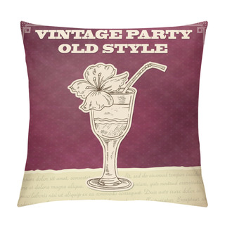 Personality  Vintage Party Poster With Cocktail Pillow Covers