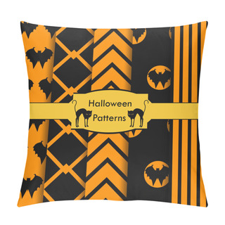 Personality  Set Of Abstract Seamless Patterns As Halloween In The Traditional Colors, Zig-ZAZ, Flying Mouse Pillow Covers