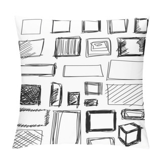 Personality  Doodle, Set Hand Drawn Shapes Square, Cube Pillow Covers