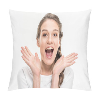 Personality  Exited Young Woman Pillow Covers