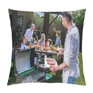 Personality  Happy Family At Barbecue  Pillow Covers