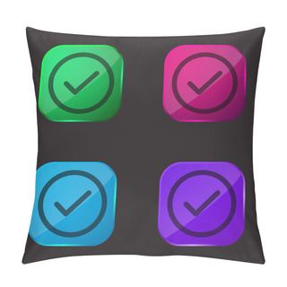 Personality  Accept Circular Button Outline Four Color Glass Button Icon Pillow Covers