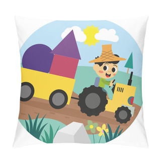 Personality  Cute Kid Vector Illustration On The Theme Of Shapes For Kids Pillow Covers