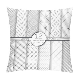 Personality  Set Of Dotted Seamless Patterns. Abstract Lace Background. Modern Small Dotted Texture With Regularly Repeating Geometrical Shapes, Small Dots, Dotted Rhombus, Diamond, Zigzags. Pillow Covers