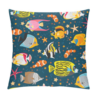 Personality  A Seamless Pattern With Exotic Tropical Fishes Pillow Covers