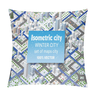Personality  Winter Christmas Landscape Isometric City Set Pillow Covers