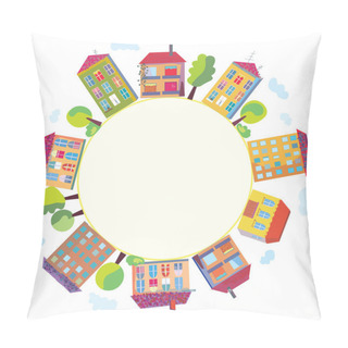 Personality  City Houses In Circle Pillow Covers