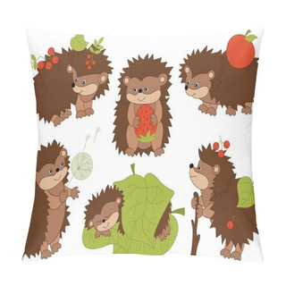Personality  Vector Set Of Cute Cartoon Hedgehogs Pillow Covers