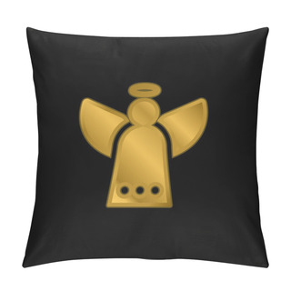 Personality  Angel Gold Plated Metalic Icon Or Logo Vector Pillow Covers