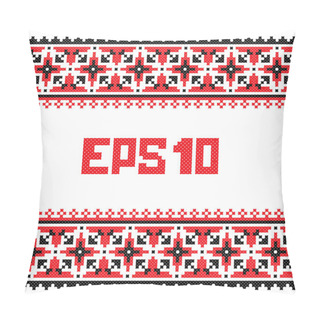 Personality  Ukrainian, Belarusian, Russian, Slavic Red And Black Traditional Folk Embroidery Seamless Pattern Pillow Covers