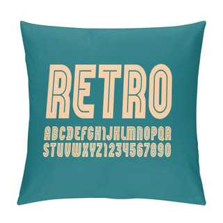 Personality  Retro Font, Trendy Striped Alphabet, Letters And Numbers, Vector Illustration 10eps Pillow Covers