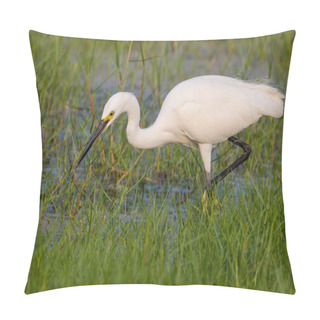 Personality  Little Egret Standing In Water Looking For Food Pillow Covers