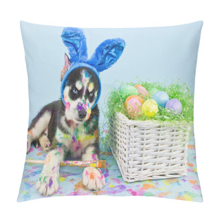 Personality  Easter Husky Puppy Pillow Covers