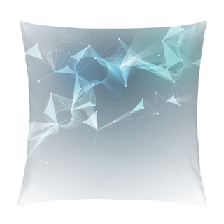 Personality  Illustration Abstract Molecules And 3D Mesh With Circles, Lines, Polygon Shapes. Vector Design Communication Technology On Light Gray Background Pillow Covers