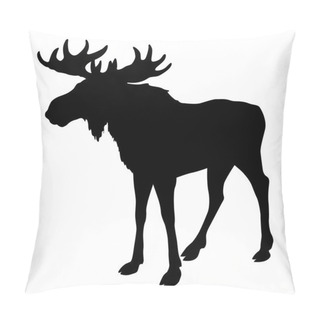 Personality  Moose Silhouette, Black Isolated  Pillow Covers