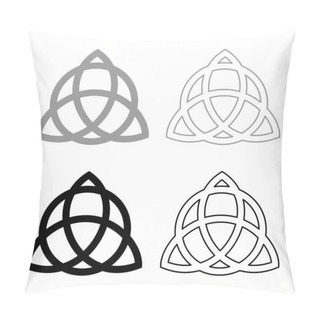 Personality  Trikvetr Knot With Circle Power Of Three Viking Symbol Tribal For Tattoo Trinity Knot Icon Set Black Grey Color Vector Illustration Flat Style Simple Image Pillow Covers