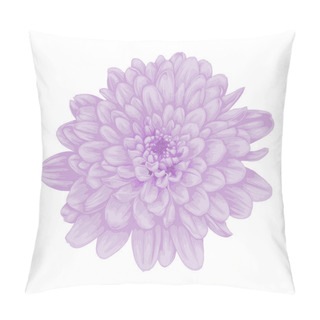 Personality  Beautiful Purple Dahlia With The Effect Of A Watercolor Drawing Isolated On White Pillow Covers