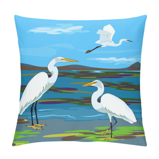 Personality  Great Egret (great White Heron) Pillow Covers