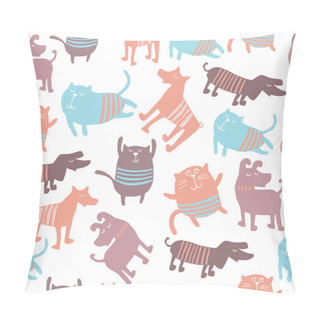 Personality  Funny Cartoon Dogs And Cats Pillow Covers
