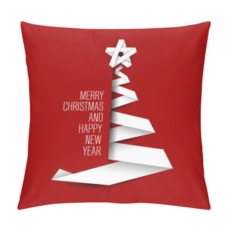 Personality  Simple Vector Card With Christmas Tree Made From Paper Stripe Pillow Covers