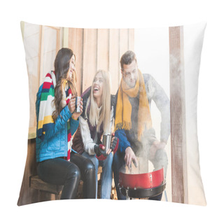 Personality  Happy Friends On Porch Pillow Covers