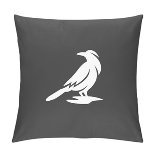 Personality  Stylish Simple Black Raven Crow Logo Design Sign Vector Illustra Pillow Covers