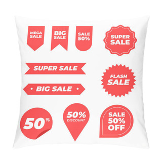 Personality  Collection Of Red Discount Stickers Vector Template Pillow Covers