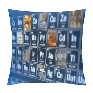 Personality  Periodic Table Of Elements And Laboratory Tools. Science Concept. Pillow Covers