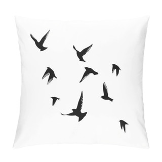 Personality  A Flock Of Flying Birds. Free Birds. Vector Illustration Pillow Covers