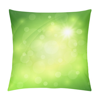 Personality  Sunny Abstract Green Nature Background. Vector Illustration Pillow Covers