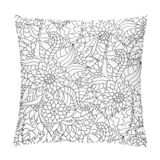 Personality  Hand Drawn Zentangle Flower Ornament For Adult Anti Stress.  Pillow Covers