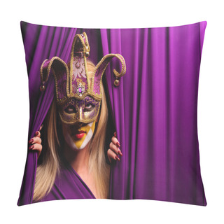 Personality  Woman In Violet Mask Pillow Covers